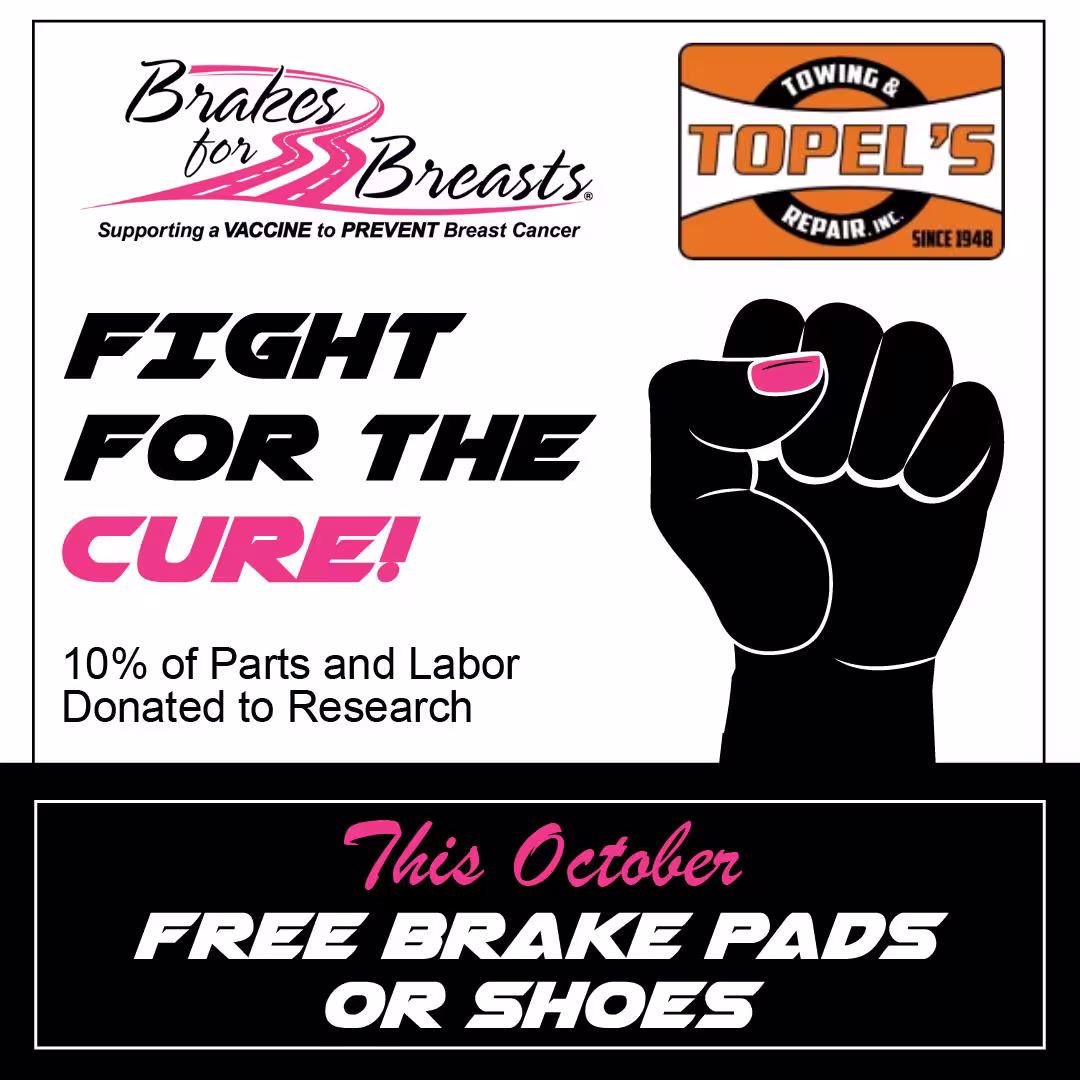 A pink Brakes for Breasts poster with the words, "Fight for the Cure"
