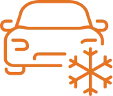 an orange icon of a car and a snowflake indicating a cool ventilation