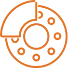 an orange icon of a brake pad