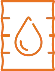 an orange icon of an oil drum