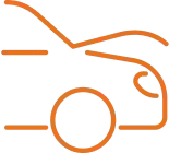 an orange icon of a car with an open hood